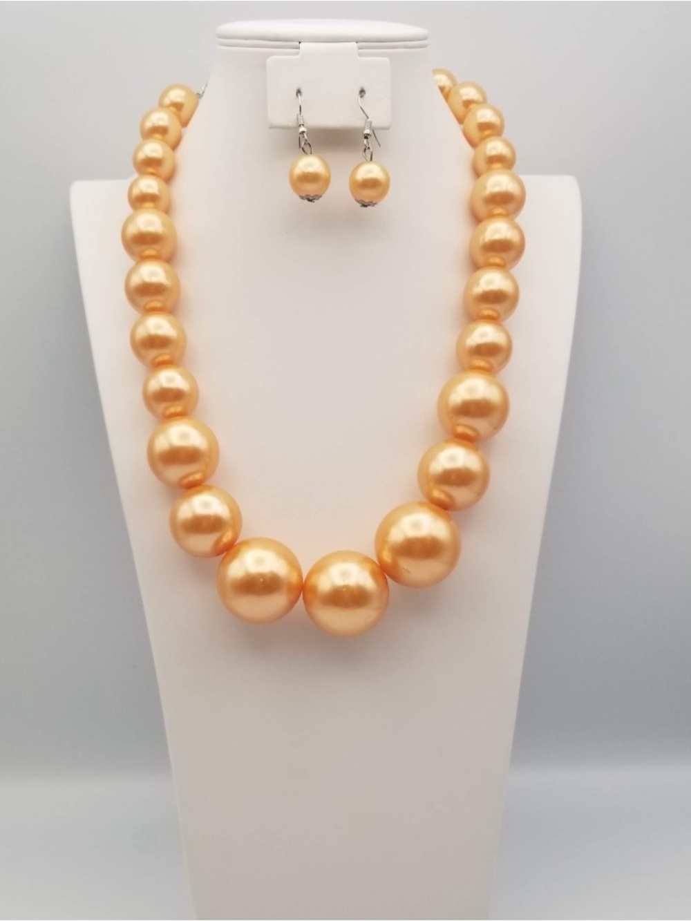 Golden Pearl Statement Necklace and Earring Set